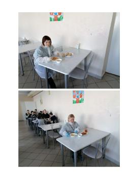Фото членов комиссии в школьной столовой при проверке